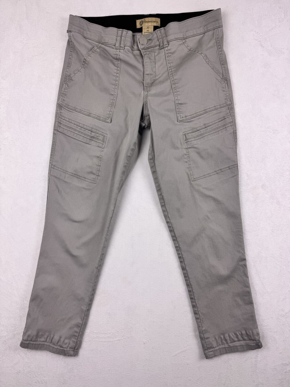 Democracy Ab Technology Cargo Pants Womens Size 10 Gray Straight Leg Stretch